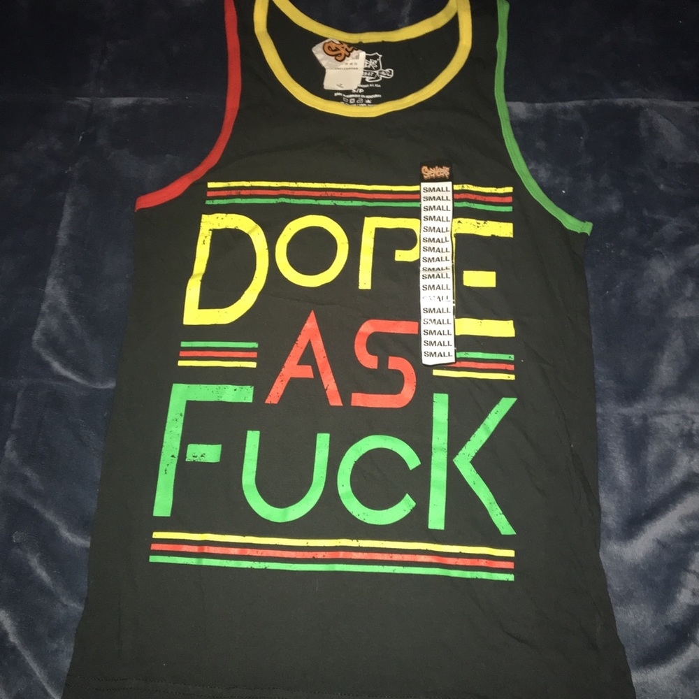 “Dope As Fuck” Graphic Muscle Tank💚💛🧡❤️